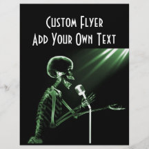 X-RAY SKELETON SINGING ON RETRO MIC - GREEN FULL COLOR FLYER