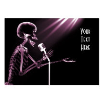 X-RAY SKELETON SINGING ON RETRO MIC - PINK BUSINESS CARD