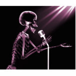 X-RAY SKELETON SINGING ON RETRO MIC - PINK PHOTO SCULPTURES