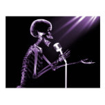 X-RAY SKELETON SINGING ON RETRO MIC - PURPLE POSTCARDS