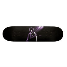 X-RAY SKELETON SINGING ON RETRO MIC - PURPLE SKATEBOARD DECK