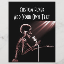 X-RAY SKELETON SINGING ON RETRO MIC - RED FULL COLOUR FLYER