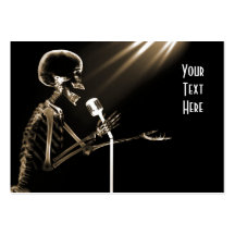X-RAY SKELETON SINGING ON RETRO MIC - SEPIA BUSINESS CARD TEMPLATES