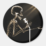 X-RAY SKELETON SINGING ON RETRO MIC - SEPIA FRIDGE MAGNETS