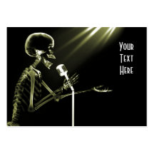 X-RAY SKELETON SINGING ON RETRO MIC - YELLOW BUSINESS CARD TEMPLATES