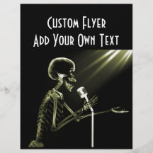 X-RAY SKELETON SINGING ON RETRO MIC - YELLOW FULL COLOUR FLYER