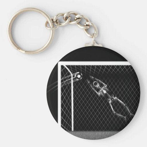 X-RAY SKELETON SOCCER GOALIE B&W KEY CHAINS