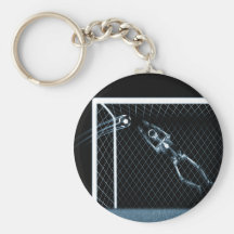 X-RAY SKELETON SOCCER GOALIE BLUE KEY CHAINS