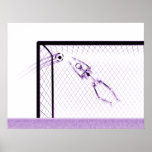 X-RAY SKELETON SOCCER GOALIE WHT PURPLE POSTERS