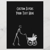 X-RAY SKELETON WOMAN & BABY CARRIAGE - B&W FLYERS
