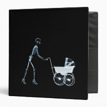 X-RAY SKELETON WOMAN & BABY CARRIAGE - BLUE BINDER