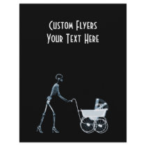 X-RAY SKELETON WOMAN & BABY CARRIAGE - BLUE