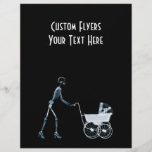 X-RAY SKELETON WOMAN & BABY CARRIAGE - BLUE FULL COLOUR FLYER