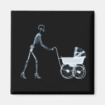 X-RAY SKELETON WOMAN & BABY CARRIAGE - BLUE FRIDGE MAGNET