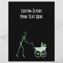 X-RAY SKELETON WOMAN & BABY CARRIAGE - GREEN FLYERS