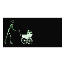 X-RAY SKELETON WOMAN & BABY CARRIAGE - GREEN