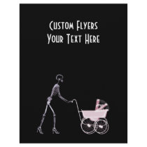 X-RAY SKELETON WOMAN & BABY CARRIAGE - PINK