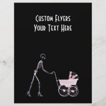 X-RAY SKELETON WOMAN & BABY CARRIAGE - PINK CUSTOM FLYER