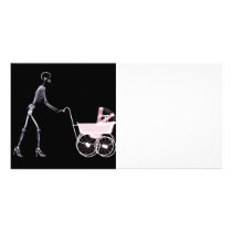 X-RAY SKELETON WOMAN & BABY CARRIAGE - PINK