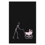 X-RAY SKELETON WOMAN & BABY CARRIAGE - PINK stationery