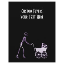 X-RAY SKELETON WOMAN & BABY CARRIAGE - PURPLE