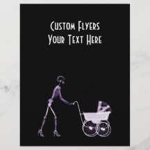 X-RAY SKELETON WOMAN & BABY CARRIAGE - PURPLE FLYER