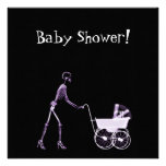 X-RAY SKELETON WOMAN & BABY CARRIAGE - PURPLE PERSONALIZED INVITATION