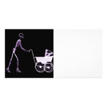 X-RAY SKELETON WOMAN & BABY CARRIAGE - PURPLE