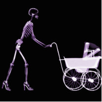 X-RAY SKELETON WOMAN & BABY CARRIAGE - PURPLE