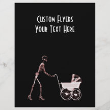 X-RAY SKELETON WOMAN & BABY CARRIAGE - RED FULL COLOR FLYER