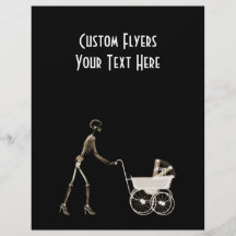 X-RAY SKELETON WOMAN & BABY CARRIAGE - SEPIA FULL COLOUR FLYER