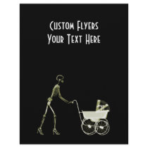 X-RAY SKELETON WOMAN & BABY CARRIAGE - YELLOW