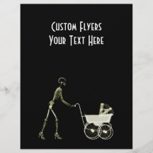 X-RAY SKELETON WOMAN & BABY CARRIAGE - YELLOW FULL COLOUR FLYER