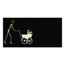 X-RAY SKELETON WOMAN & BABY CARRIAGE - YELLOW
