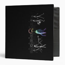 X-Ray Skeletons Midnight Stroll - B&W & Rainbow 3 Ring Binders
