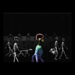 X-Ray Skeletons Midnight Stroll - B&W & Rainbow invitations