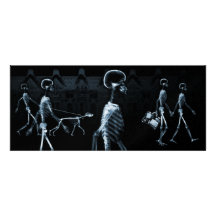 X-Ray Skeletons Midnight Stroll Black Blue Personalized Invitations
