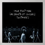 X-Ray Skeletons Midnight Stroll Black Blue Posters