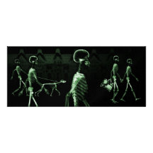 X-Ray Skeletons Midnight Stroll Black Green Invites