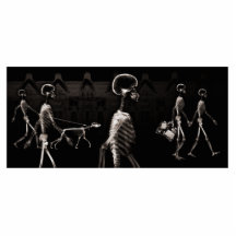 X-Ray Skeletons Midnight Stroll Black Sepia Cut Out