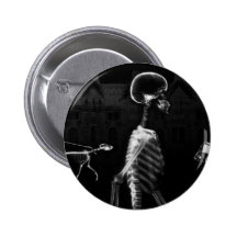 X-Ray Skeletons Midnight Stroll Black White Button