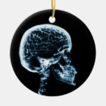 X-RAY SKULL BRAIN - BLACK & BLUE CHRISTMAS TREE ORNAMENTS