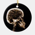 X-RAY SKULL BRAIN - BLACK & ORANGE CHRISTMAS TREE ORNAMENT