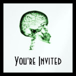 X-RAY SKULL BRAIN - GREEN invitations