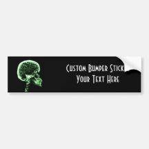 X-RAY SKULL BRAIN - GREEN BUMPER STICKER