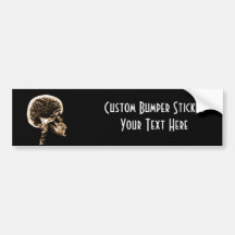 X-RAY SKULL BRAIN - ORANGE BUMPER STICKERS