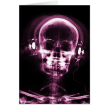 X-RAY VISION MUSIC HEADPHONES SKELETON - PINK GREETING CARDS