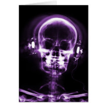 X-RAY VISION MUSIC HEADPHONES SKELETON - PURPLE GREETING CARD