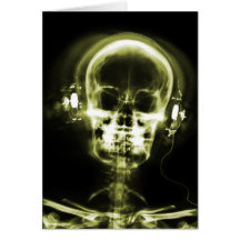 X-RAY VISION MUSIC HEADPHONES SKELETON - YELLOW GREETING CARDS