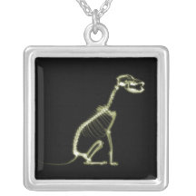 X-Ray Vision Sitting Skeleton Dog Necklaces